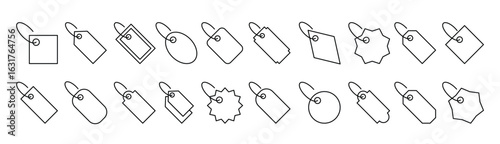 Label Line Icon Bundle. Editable Stroke. Minimalistic Linear Pictogram for Design of Cards, Apps, Banners, Posts