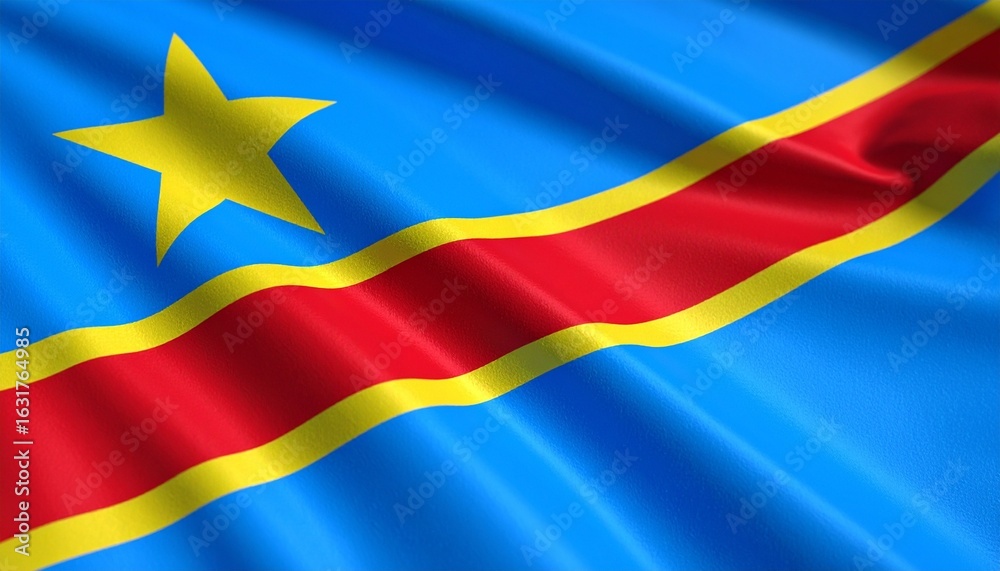 Fototapeta premium Waving Flag of the Democratic Republic of the Congo