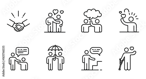 People supporting each other with gestures of care and communication