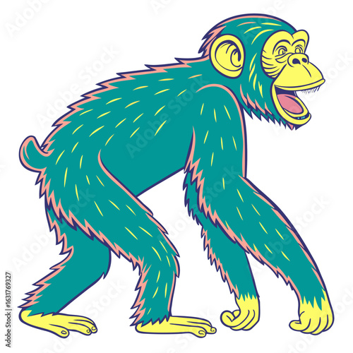 Green chimpanzee isolated on white background