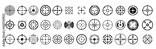 crosshair target sight icons set simple style