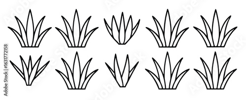 grass line drawing stylized compilation