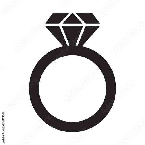 The diamond engagement ring design features a sparkling gold wedding band in a circle with a large round diamond at its center