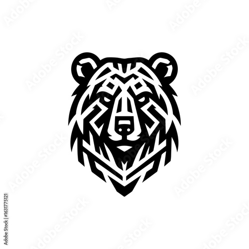 tribal bear head with sharp features