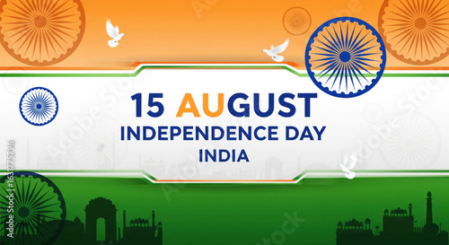 independence day india banner flyer backgound design vector illustration

