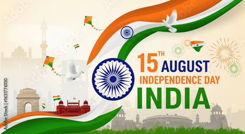 independence day india banner flyer backgound design vector illustration


