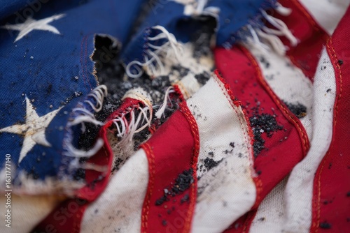 A weathered American flag serves as a poignant reminder of 9/11 and its aftermath.