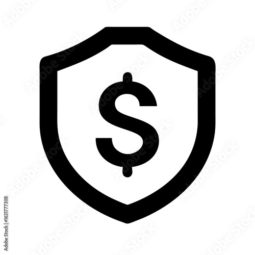 Financial security and money protection shield logo for banking and investment services and insurance company use
