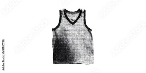 Vintage Halftone Tank Top. Retro Apparel In Dot Illustration Isolated On Transparent Background