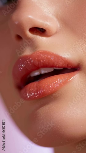 close up of a woman lips with lipstick
