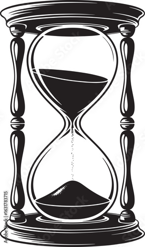 Ornate hourglass with flowing sand and decorative frame time vintage