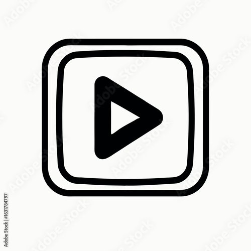 Free Download YouTube black outline play button isolated on white background - GFXLoad