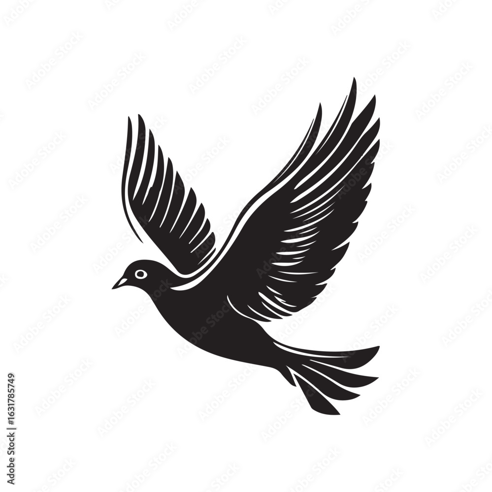 Fototapeta premium Vector illustration of a dove flying with its wings spread