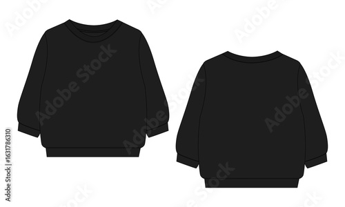 Black sweatshirt vector illustration template for baby girls