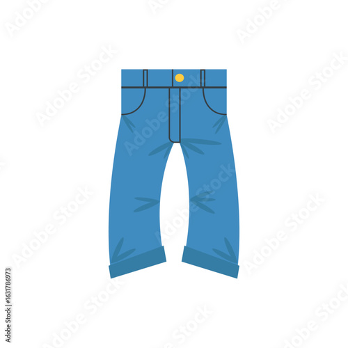 Illustration of Pixel Art Jeans: Blue Denim Pants Illustration - Fashion Design Element vector