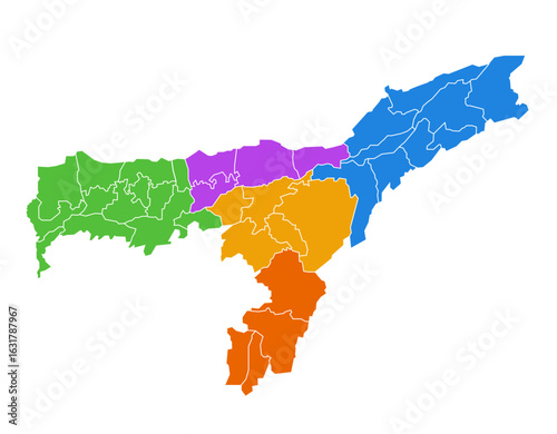 Assam state map along with all divisions