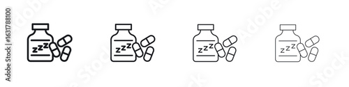Sleeping pills icon. minimal strokes lines for web designs