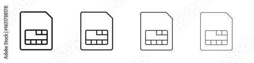 Sim card icon. minimal strokes lines for web designs