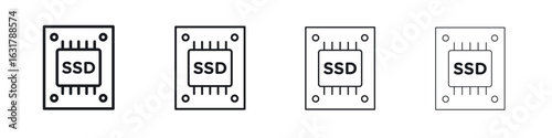 SSD drive icon. minimal strokes lines for web designs
