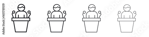Politician speaker icon. minimal strokes lines for web designs