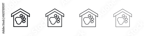 Pet shelter icon. minimal strokes lines for web designs