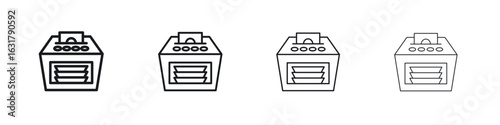 Money counting machine icon. minimal strokes lines for web designs