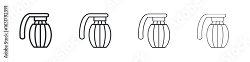Hand grenade icon. minimal strokes lines for web designs