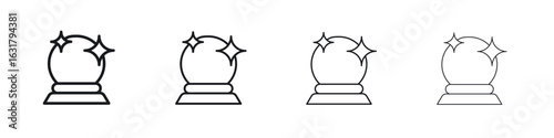 Crystal ball icon. minimal strokes lines for web designs