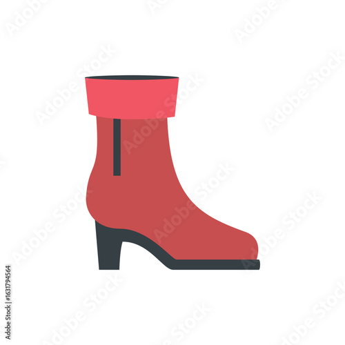 Illustration of Stylish Red Ankle Boots: Fashion Footwear Design, Women's Winter Boots vector