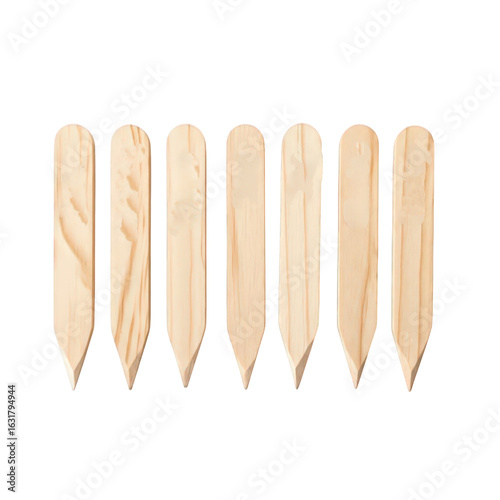 Wooden plant markers for garden isolated on transparent background