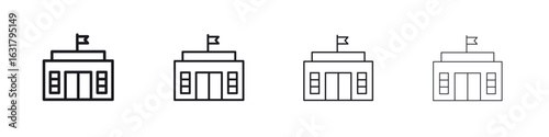 City hall building icon. minimal strokes lines for web designs