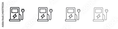 Charging station icon. minimal strokes lines for web designs