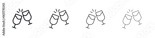 champagne glasses icon. minimal strokes lines for web designs