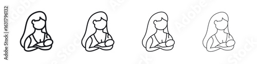 Breastfeeding icon. minimal strokes lines for web designs