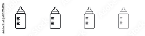 Baby milk bottle icon. minimal strokes lines for web designs
