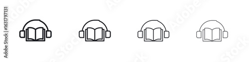 Audio book icon. minimal strokes lines for web designs