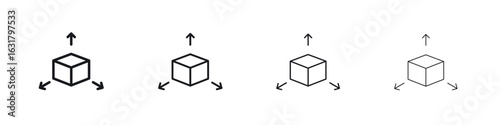 3D modeling icon. minimal strokes lines for web designs