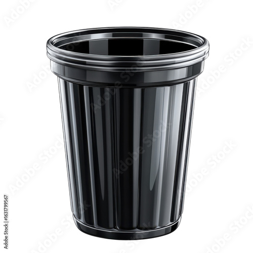 Wallpaper Mural Shiny black plastic trash can, a container for waste disposal and recycling, ideal for promoting environmental awareness and cleanliness on transparent background Torontodigital.ca