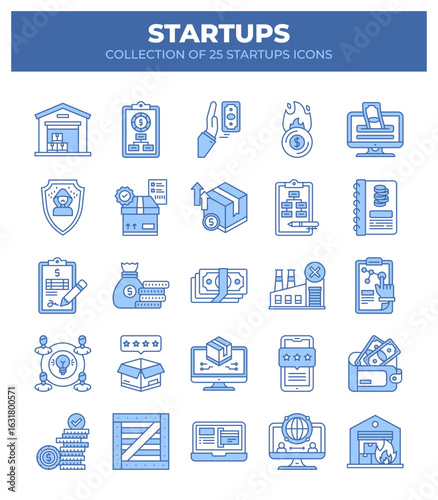 Startup Icons. A Collection of 25 Essential Business Icons