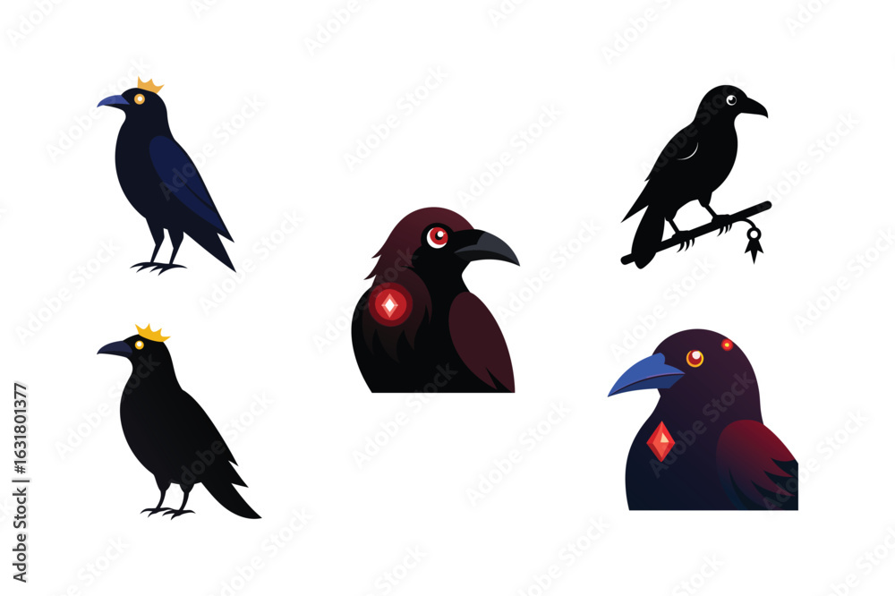 Obraz premium Raven Perched Vector Illustration