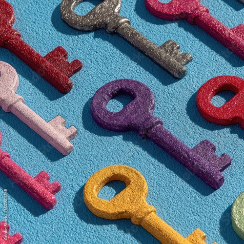Wallpaper Mural Colorful keys arranged on a light blue background Torontodigital.ca
