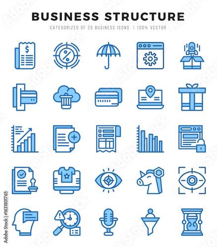 Business Structure Two Color icons collection. Two Color icons pack. Vector illustration