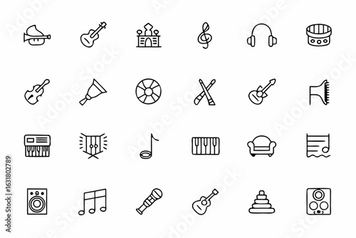 A refined bundle featuring graceful outlines of musical instruments, students, and instructors in continuous line style. Perfect for school branding, flyers, and lesson materials.