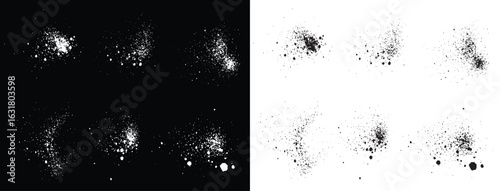 Bloody set of black and white color vector ink splatter bloodstain banner