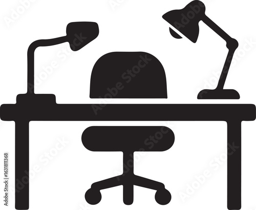 Office scenes icons silhouette vector art illustration