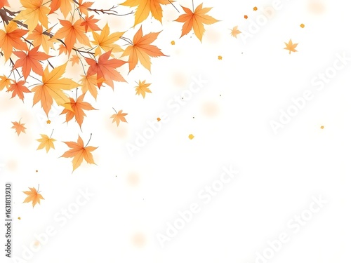 Wallpaper Mural Artistic autumn backdrop with watercolor maple leaves in warm orange and yellow tones, accented by paint splashes, perfect for seasonal graphics and fall-themed promotions Torontodigital.ca