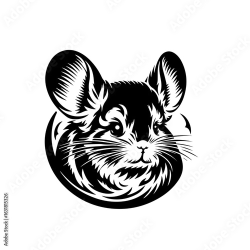 Illustration of a chinchilla isolated on white background in black color