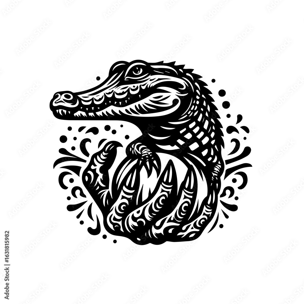 Fototapeta premium Vector art of alligator illustration isolated on white background, a vector graphic design