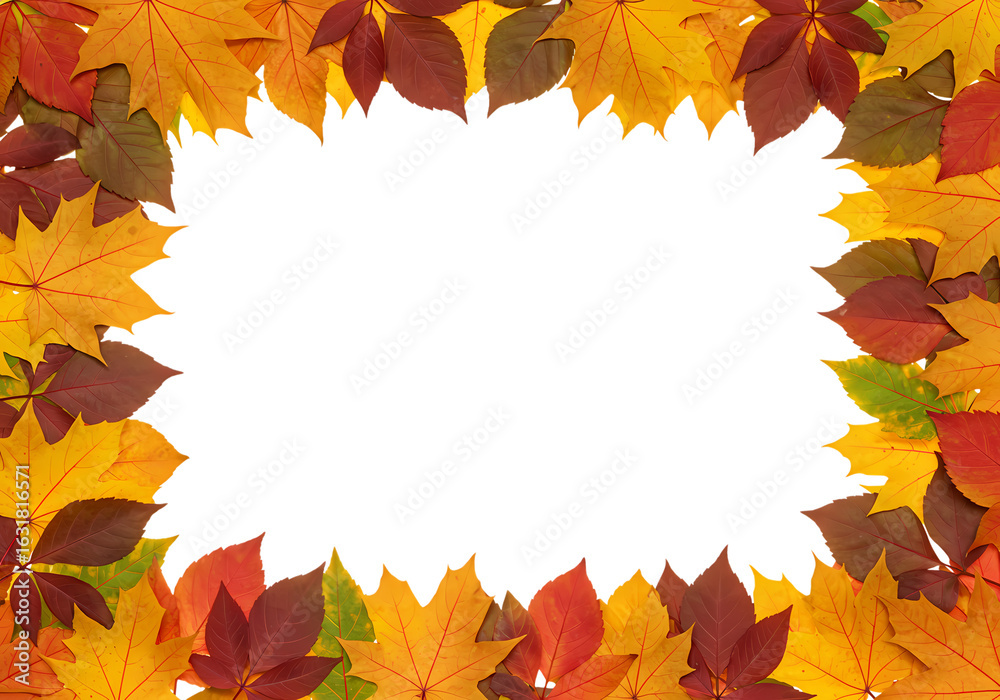 Fototapeta premium Autumn Leaf Frame: Fall Foliage Border for Design Projects