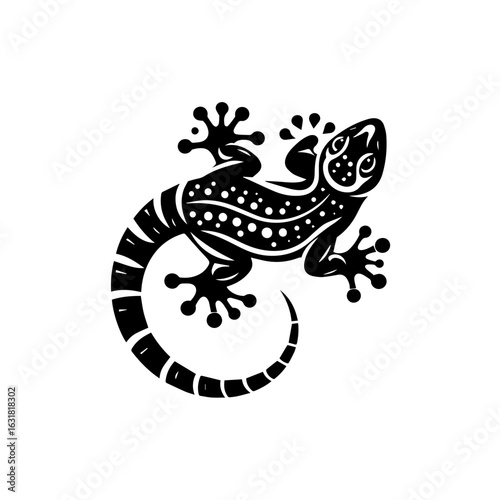 Vector art of black and white gecko vector illustration isolated on white background
